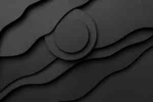 Free photo wavy layers of black paper and circles background