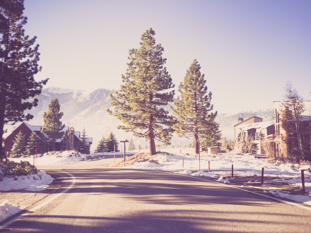 Free photo way to mammoth lakes in winter .  ( filtered image processed vin