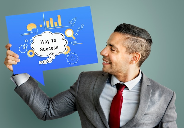 Free Photo way to success speech bubble chart