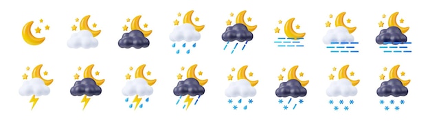 Free Photo weather icons meteorology forecast for night