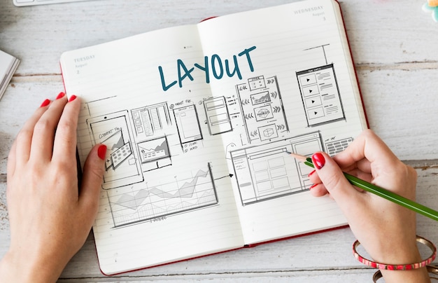 Free Photo web template layout draft sketch