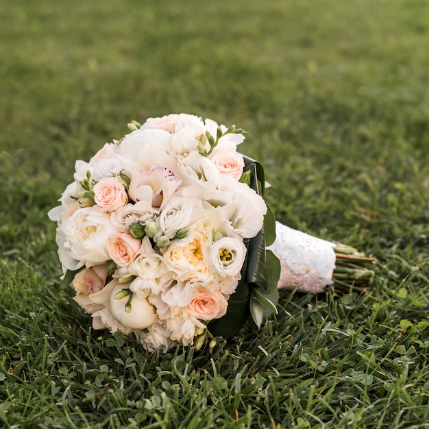 Wedding bouquet on the grass