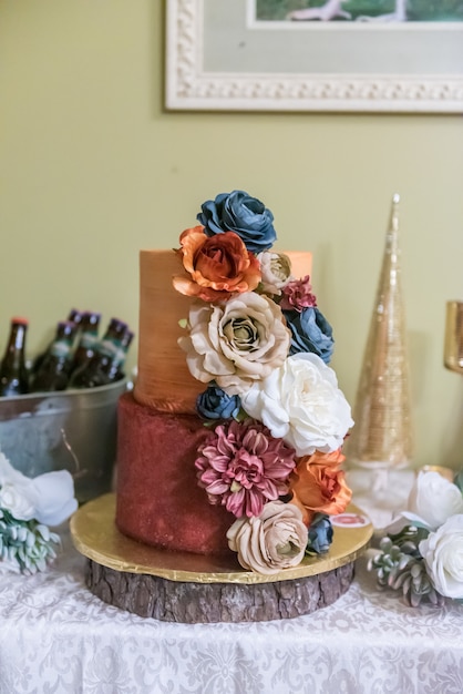 Wedding cake with flowers