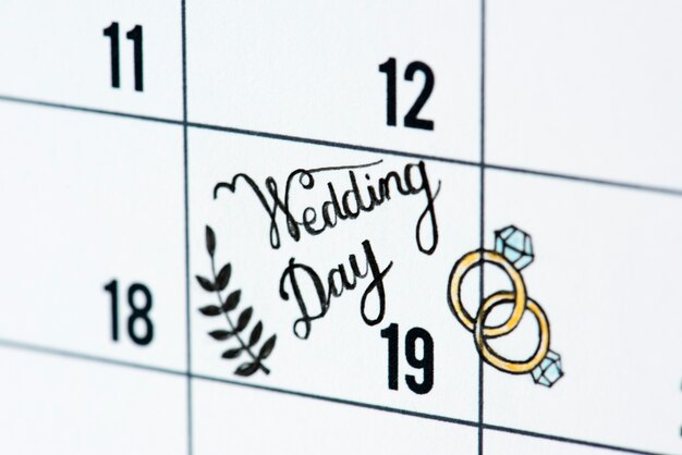 Wedding day calendar reminder