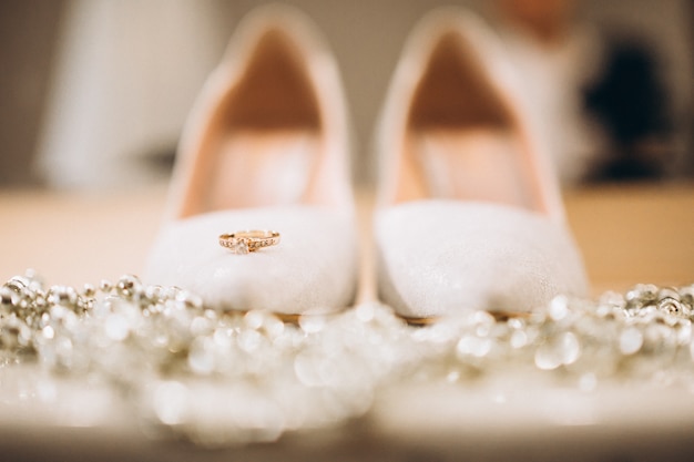 Wedding foot wear close up