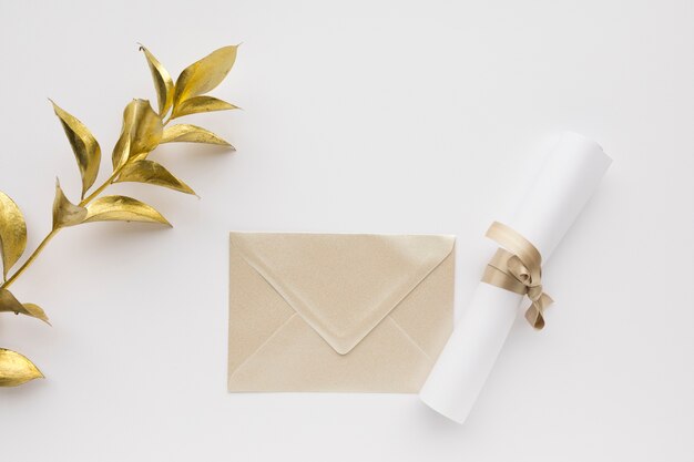 Wedding invitation on table