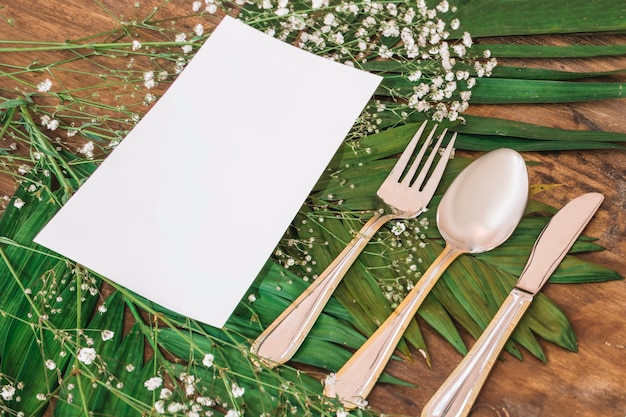 Wedding menu concept with leaves