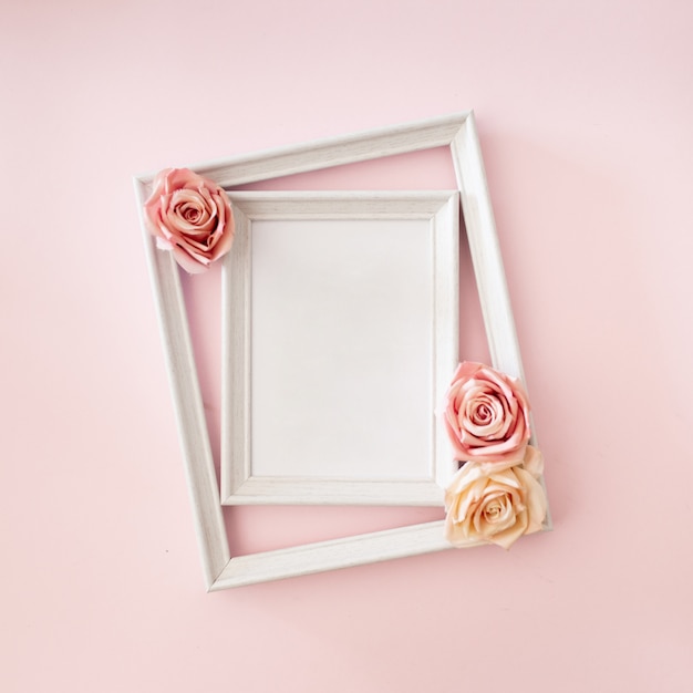 wedding photo frame with roses 