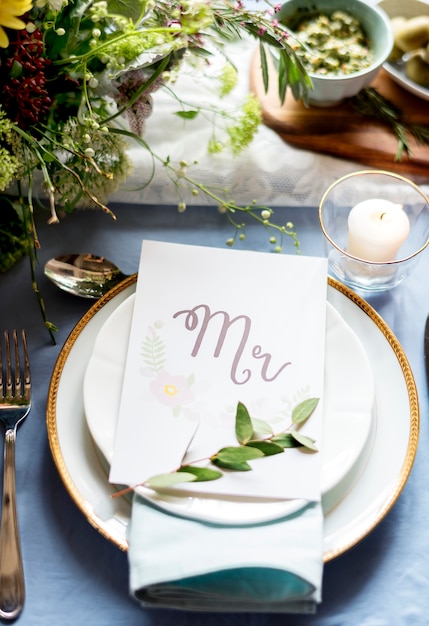 Wedding Reception Table Setting Closeup