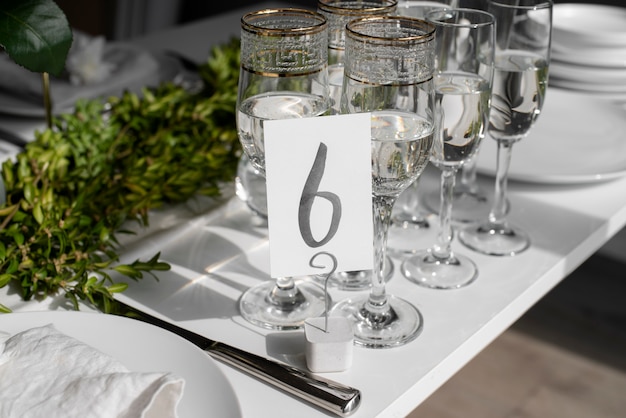 Free photo wedding table arrangement high angle