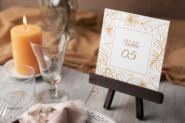 Free photo wedding table number decoration