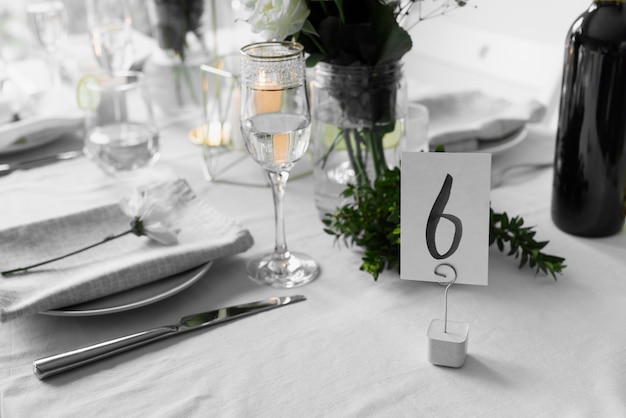 Wedding table number high angle