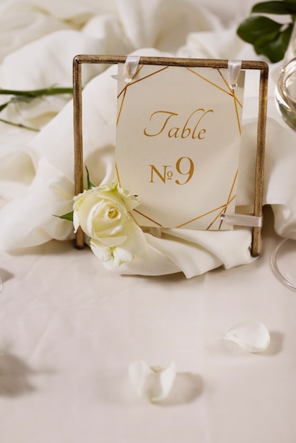 Wedding table number with flower