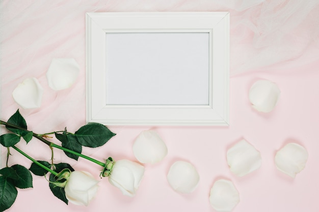 Free Photo wedding white roses with a frame