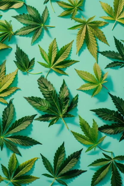 Weed leaves pattern