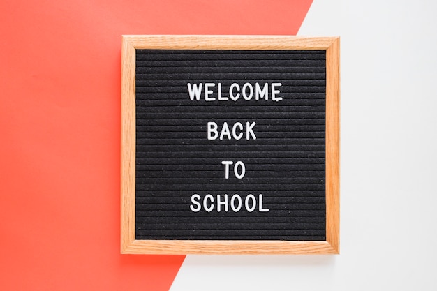 Free photo welcome back to school lettering on board