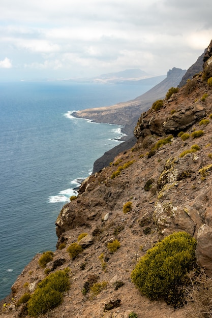 The west coast of Gran Canaria, waves breaking over cliffs at Mirador del Balcón