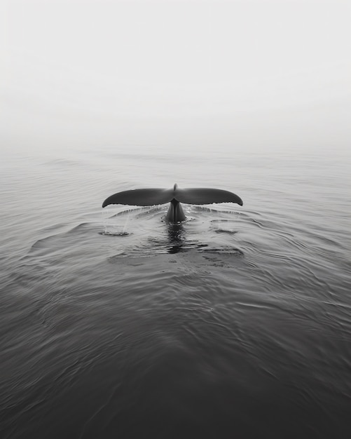 Free photo whale in the wild in black and white