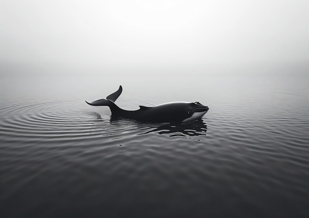 Free photo whale in the wild in black and white