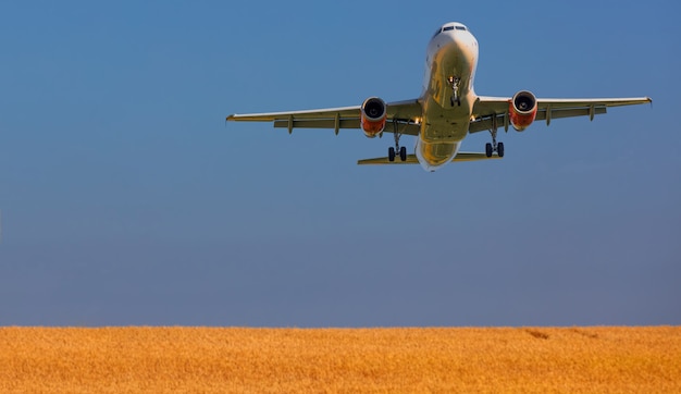 White airliner flying