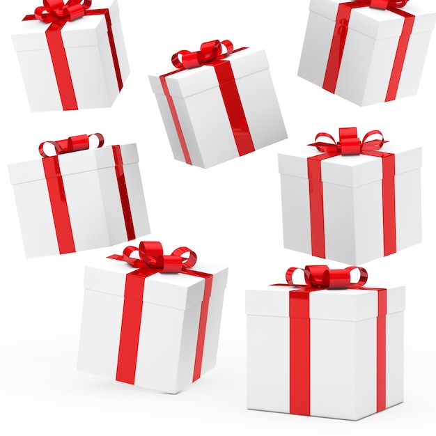 Free Photo white background with gift boxes