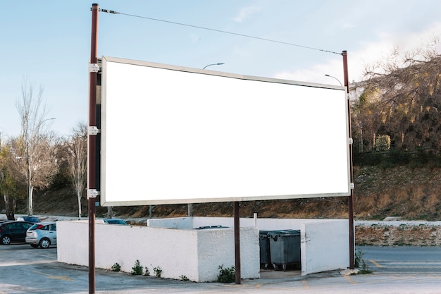 Free photo white banner on city road