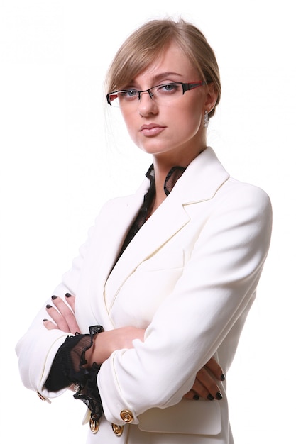 Free Photo white beautiful blond business woman