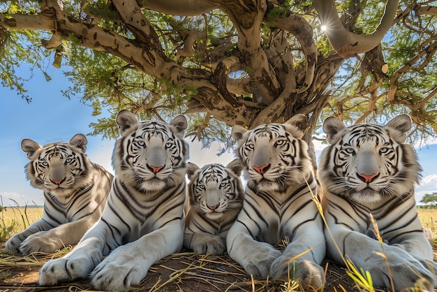 Free photo white bengal tiger in nature