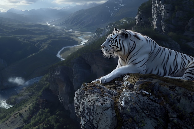 Free photo white bengal tiger in nature