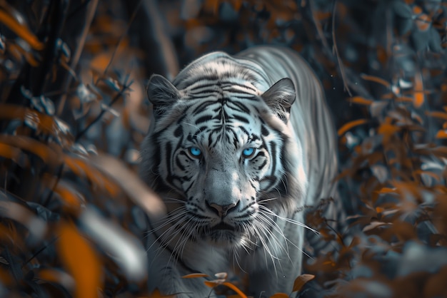 Free Photo white bengal tiger in nature