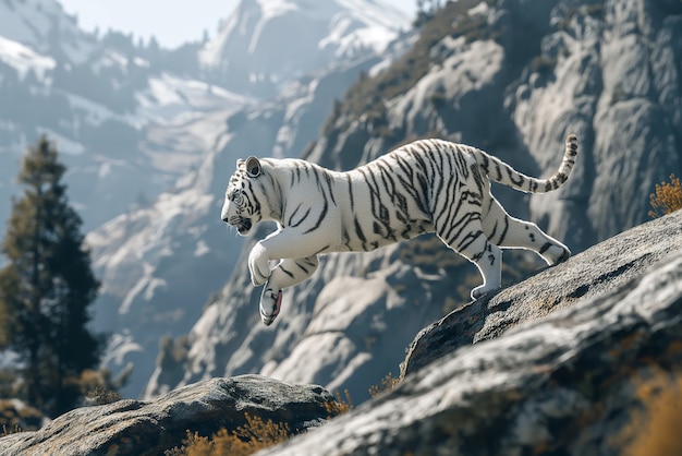 Free photo white bengal tiger in wilderness