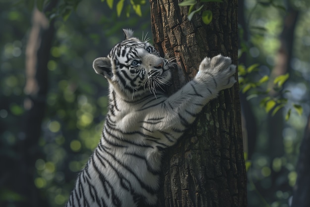 Free Photo white bengal tiger in wilderness