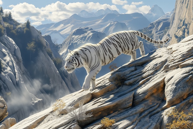 Free photo white bengal tiger in wilderness