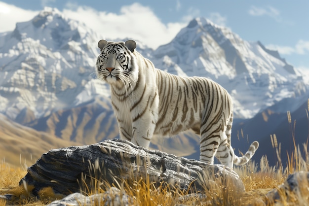 Free photo white bengal tiger in wilderness