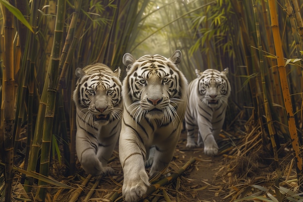 Free Photo white bengal tiger in wilderness