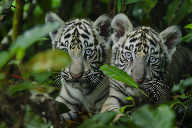 White bengal tiger in wilderness