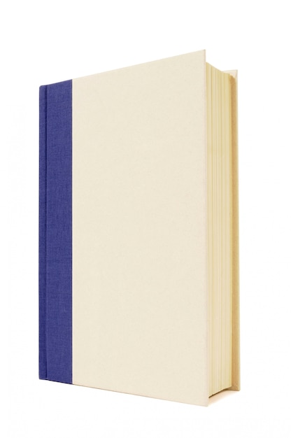 White and blue hardback book