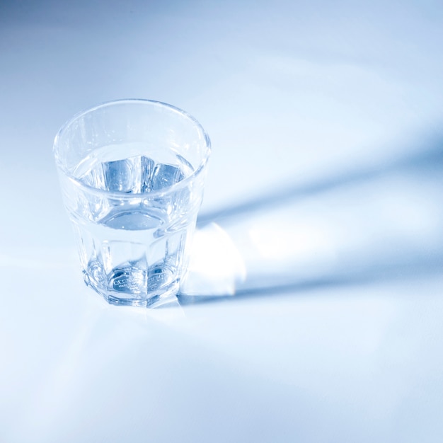 White clear water in glass on white background