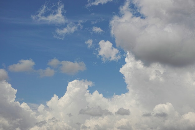 White clouds with blue sky behind