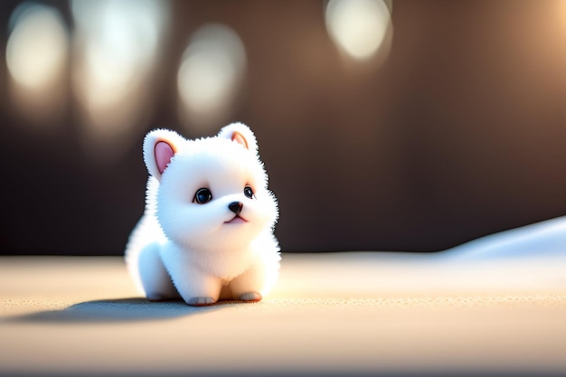 Free Photo a white dog with a pink nose sits on a bed.