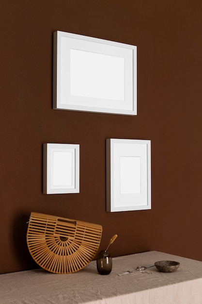 Free photo white frames on wall