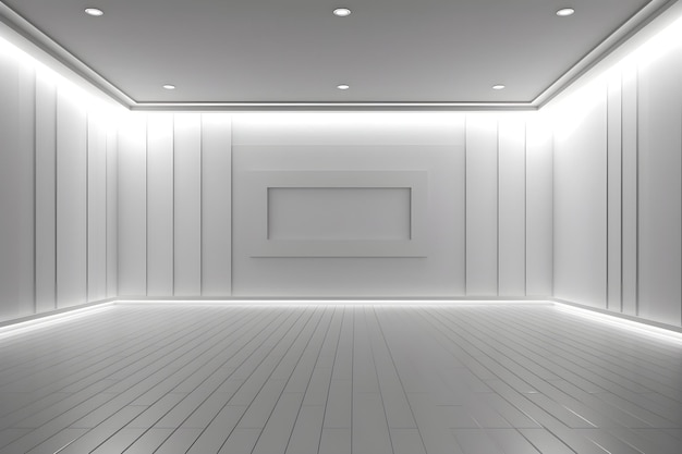 Free photo white geometrically textured 3d empty wall and smooth light floor with beautiful lighting