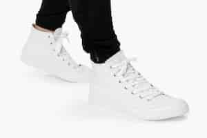 Free photo white high-top sneaker on white background