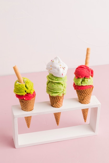 White holder with colorful ice cream cones