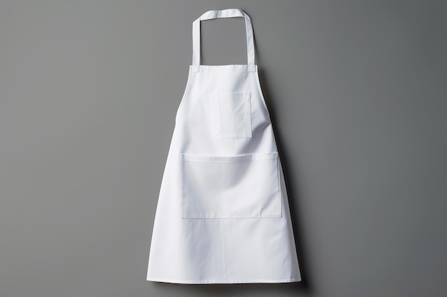 White kitchen apron on a grey background