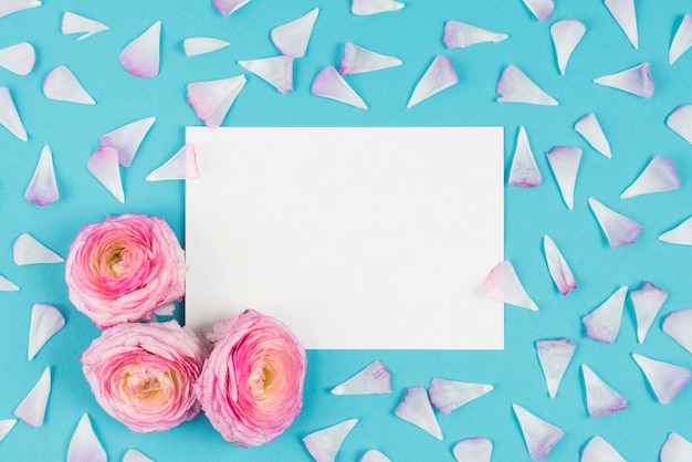 Free Photo white list with flowers on bight background with petals