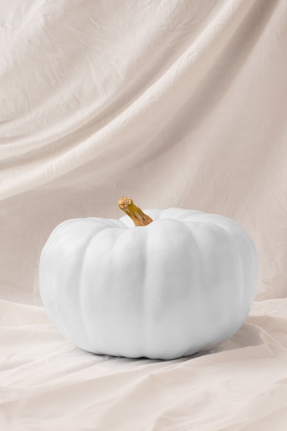 White pumpkin on cloth arrangement