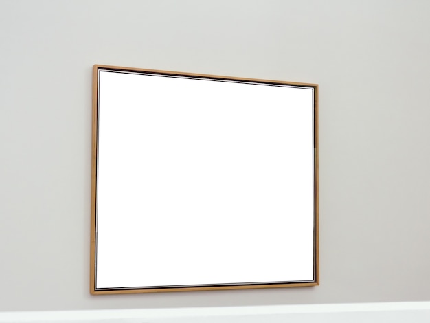 Free photo white rectangular surface with brown frames attached to a wall