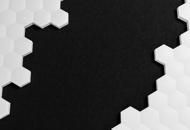 White shapes on black background