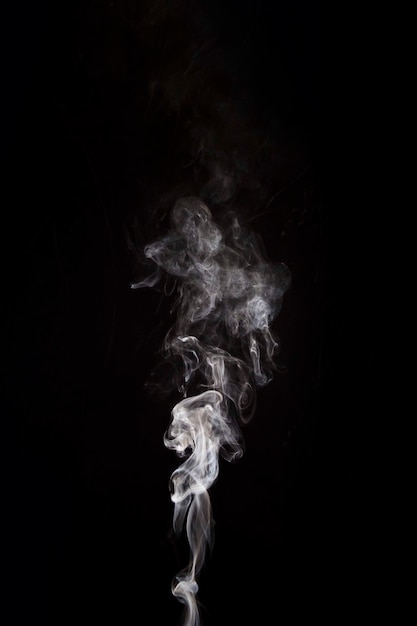 Free Photo white smoke raising on black background with copy space